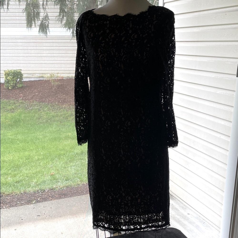 Women’s VINTAGE ADRIANNE PAPELL Lace Scalloped Sheath Cocktail Dress Size 14.